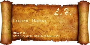Leirer Hanna névjegykártya